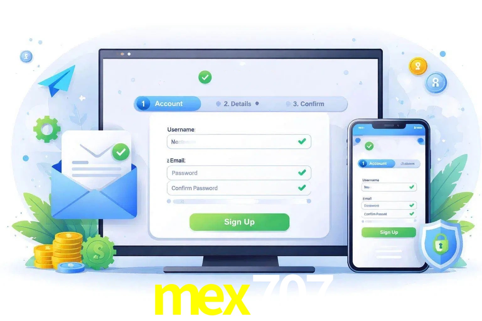 Registro de nuevo usuario y configuración de cuenta mex707